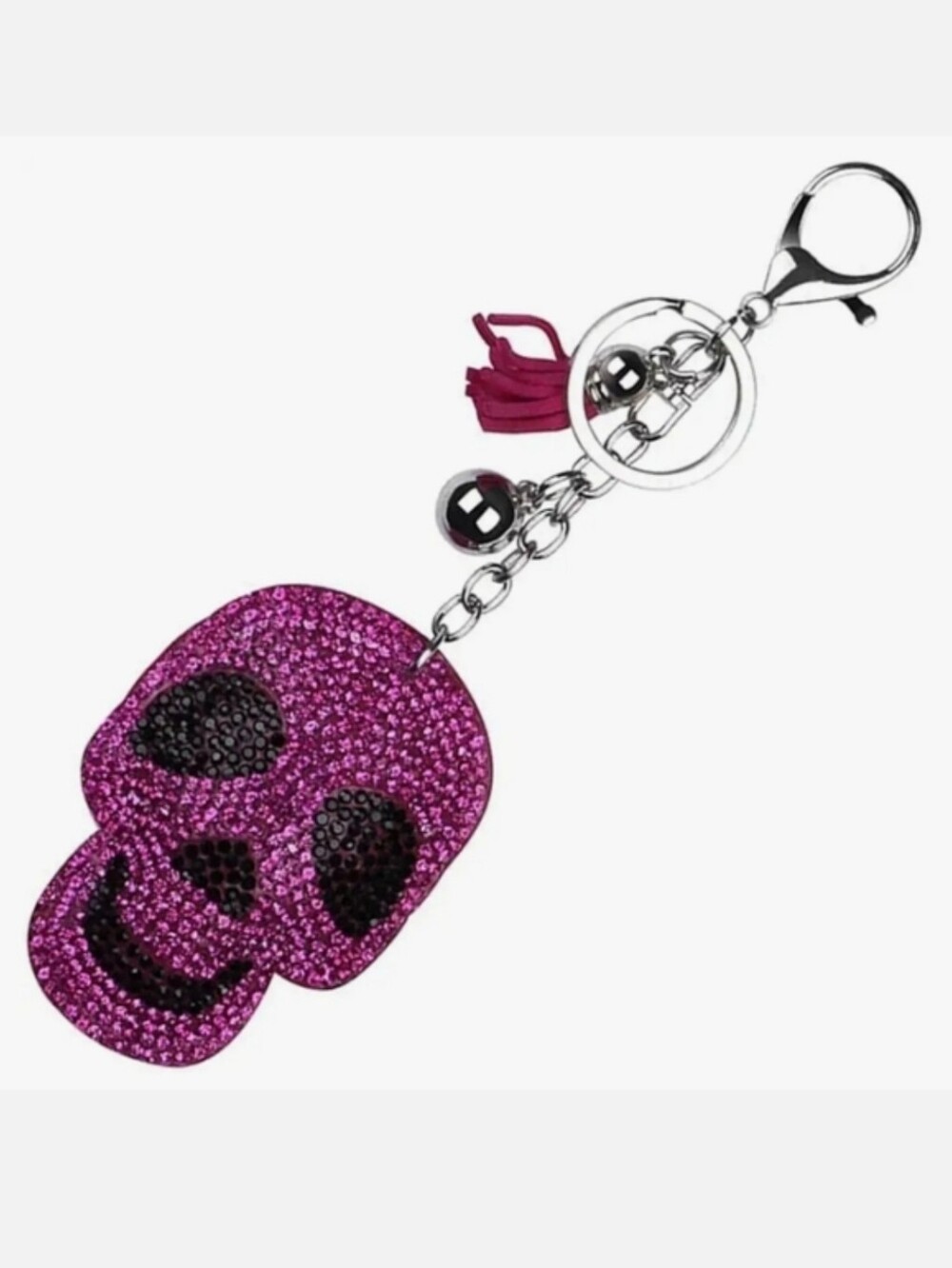 Rhinestone Tassel Key Ring for Purse Handbag Car Decor Skull Black/pink& Gold - Picture 10 of 13